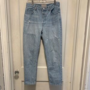 Everlane 90s Cheeky Light Wash High-Rise Button Fly Straight Jeans 27 Crop Y2K